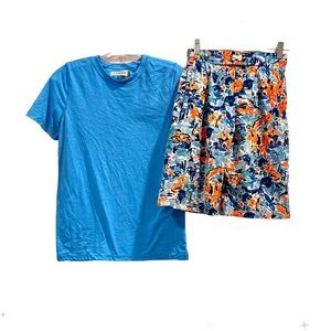 Coolibar UPF TROPICAL SWIM TRUNKS & Magellan fish shirt lot boys size large